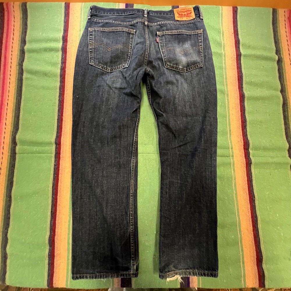 Levi's 514 Straight Fit Jeans Mens 36x30 Blue Dark Wash Denim Pants